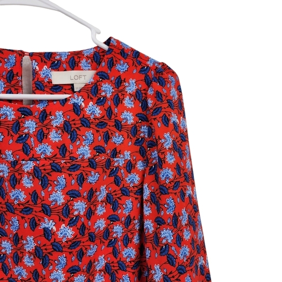 Loft Women's Border Floral Tie Waist Dress - SP - Picture 3 of 8